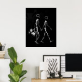 Poster - X-Ray Skeleton Couple Blk Wit (Thuiskantoor)