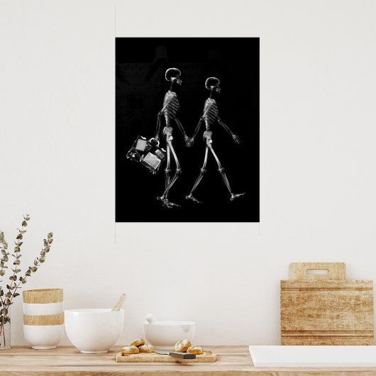 Poster - X-Ray Skeleton Couple Blk Wit (Keuken)