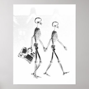 Poster - X-Ray Skeleton Couple Blk Wit