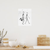 Poster - X-Ray Skeleton Couple Blk Wit (Keuken)