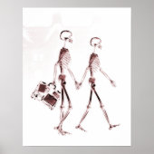 Poster - X-Ray Skeleton Couple Rood (Voorkant)