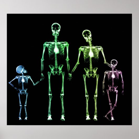 POSTER - X-RAY SKELETON FAMILIE BLACK ORIGINEEL (Voorkant)
