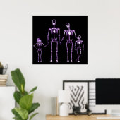 POSTER- X-RAY SKELETON FAMILIE ZWARTE PAARS POSTER (Thuiskantoor)