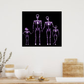 POSTER- X-RAY SKELETON FAMILIE ZWARTE PAARS POSTER (Keuken)