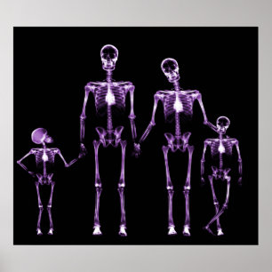 POSTER- X-RAY SKELETON FAMILIE ZWARTE PAARS POSTER