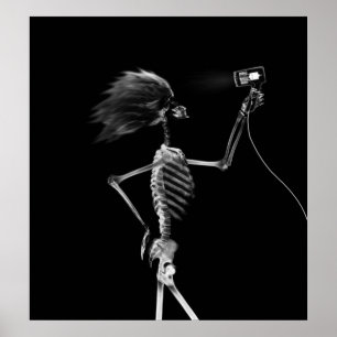POSTER - X-RAY SKELETON HAIR STYLING B&W
