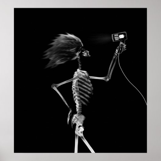 POSTER - X-RAY SKELETON HAIR STYLING B&W (Voorkant)