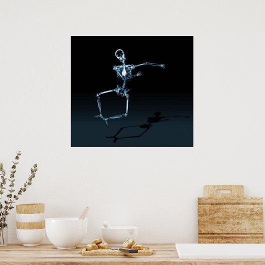 POSTER - X-RAY SKELETON JOY LEAP BLK BLUE (Keuken)