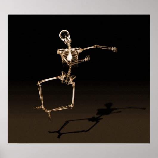 POSTER - X-RAY SKELETON JOY LEAP BLK SEPIA (Voorkant)