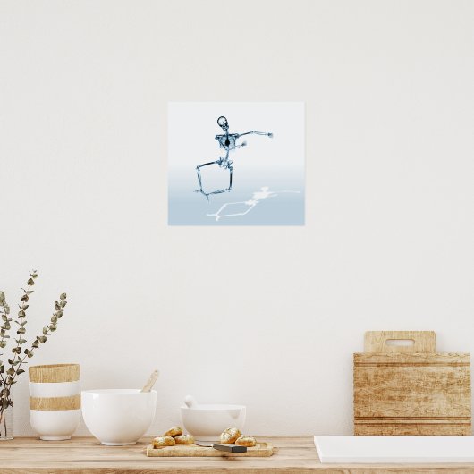 POSTER - X-RAY SKELETON JOY LEAP BLUE (Keuken)