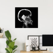 POSTER - X-RAY SKELETON OP TELEFOONZWARTE GRAY (Thuiskantoor)