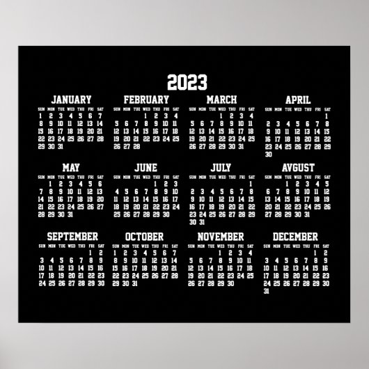 Poster Yarly Black Calendar 2023 (Voorkant)