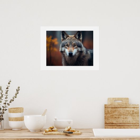 Poster Yellowstone Wolf (Keuken)