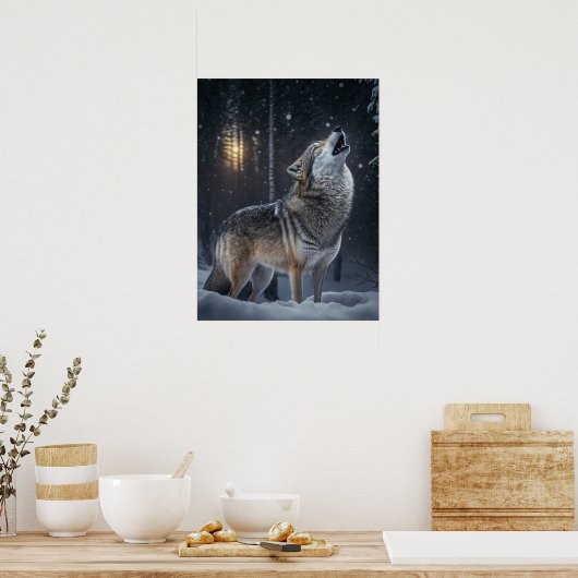 Poster Yellowstone Wolf (Keuken)