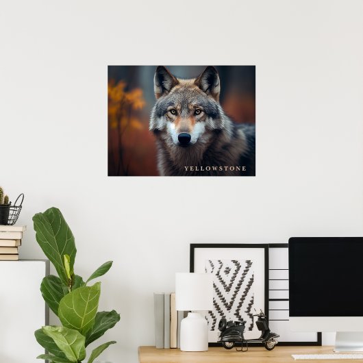 Poster Yellowstone Wolf (Thuiskantoor)