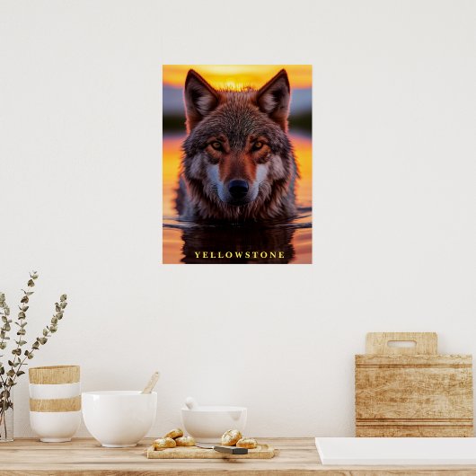 Poster Yellowstone Wolf (Keuken)