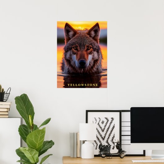 Poster Yellowstone Wolf (Thuiskantoor)