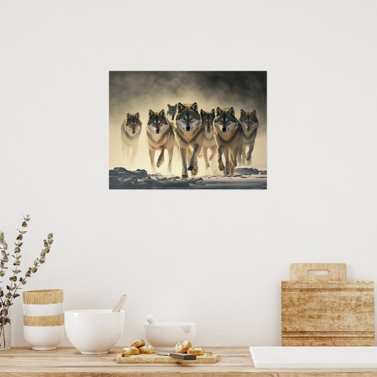 Poster Yellowstone Wolves (Keuken)