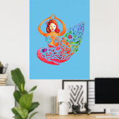 Poster Yoga  Meditation Rainbow Woman Silouete (Thuiskantoor)