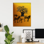 Poster zebra en Baobab (Thuiskantoor)