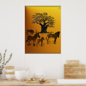 Poster zebra en Baobab (Keuken)