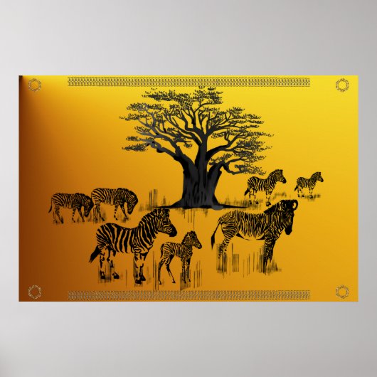 Poster zebra en Baobab (Voorkant)