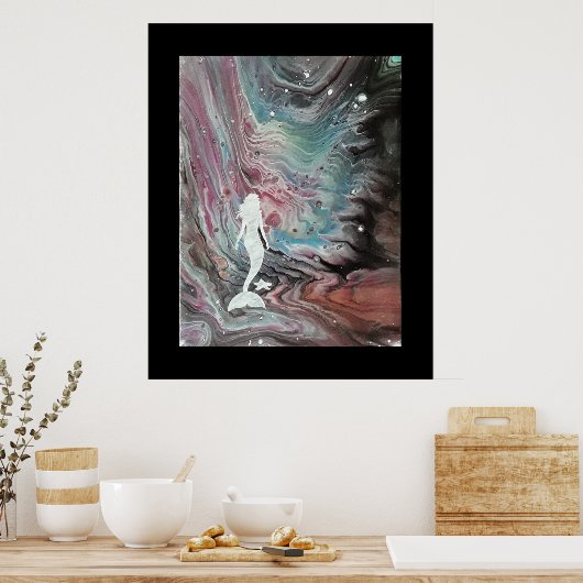 POSTER. Zeemeervis en zeester in nebula Poster (Keuken)