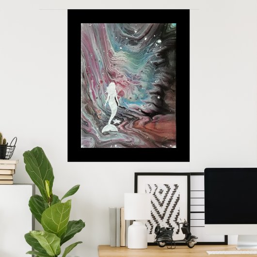 POSTER. Zeemeervis en zeester in nebula Poster (Thuiskantoor)