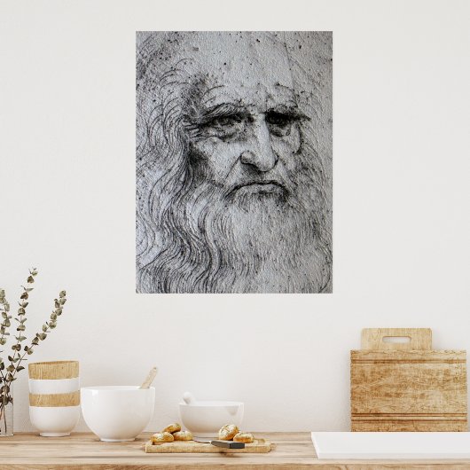 Poster - zelfportret Leonardo Da Vinci (Keuken)