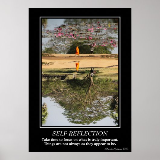 Poster zelfreflectie - Monk in Angkor Wat (Voorkant)