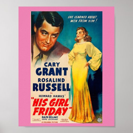 Poster Zijne Vrijdag Cary Grant Rosalind Russell (Voorkant)