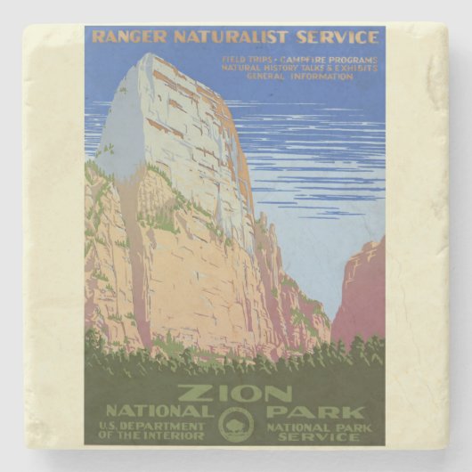 Poster  Zion National Park Stenen Onderzetter (Voorkant)