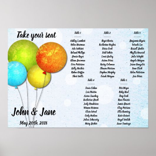 Poster Zitkaart - Colorful Balloons Design (Voorkant)