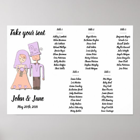 Poster Zitkaart - Ontwerp in bride en rond (Voorkant)