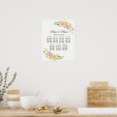 Poster Zitplaats Paarse bloemen bord (Keuken)