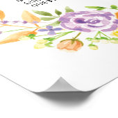 Poster Zitplaats Paarse bloemen bord (Hoek)