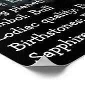 Poster Zodiabel gebaar Symbool Taurus Astrology (Hoek)