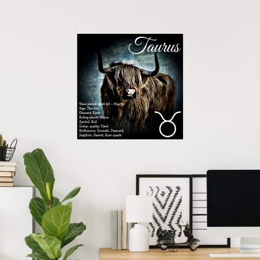 Poster Zodiabel gebaar Symbool Taurus Astrology (Thuiskantoor)