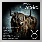 Poster Zodiabel gebaar Symbool Taurus Astrology (Voorkant)