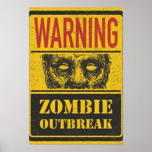 Poster Zombie Outbreak. Raad voor gebaren met Zomb