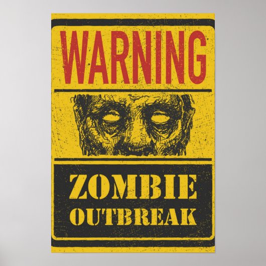 Poster Zombie Outbreak. Raad voor gebaren met Zomb (Voorkant)