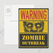 Poster Zombie Outbreak. Raad voor gebaren met Zomb Briefkaart (Voorkant / Achterkant)