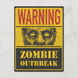 Poster Zombie Outbreak. Raad voor gebaren met Zomb Briefkaart