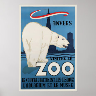 Poster Zoo Antwerpen Ijsbeer Vintage Kunst Muur