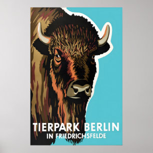 Poster Zoo Berlijn Bizon Vintage Kunst Muurprint