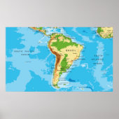 Poster Zuid-Amerika - Kaart (Voorkant)