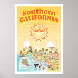 Poster Zuid-Californische Cartoon Map