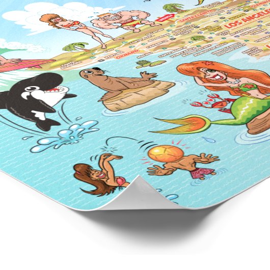 Poster Zuid-Californische Cartoon Map (Hoek)