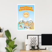 Poster Zuid-Californische Cartoon Map (Thuiskantoor)