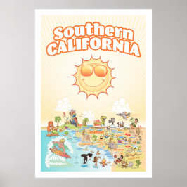 Poster Zuid-Californische Cartoon Map